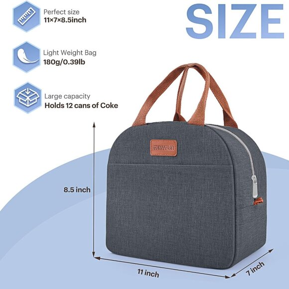 Lunch Bag for Women & Men Adult Insulated Lunch Box, Small Leakproof Cooler Food - Picture 2 of 7